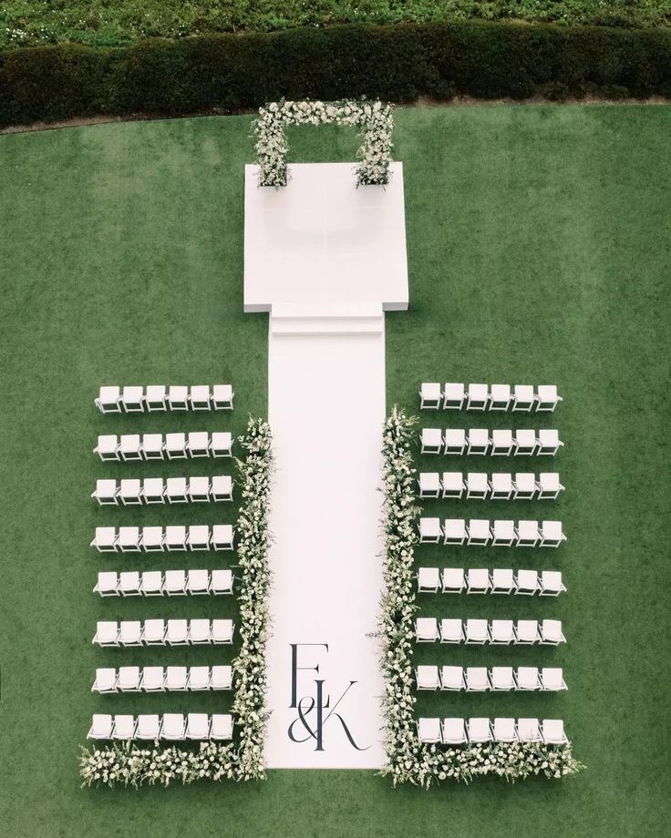 Square White Ceremony Platform with Floral Arch