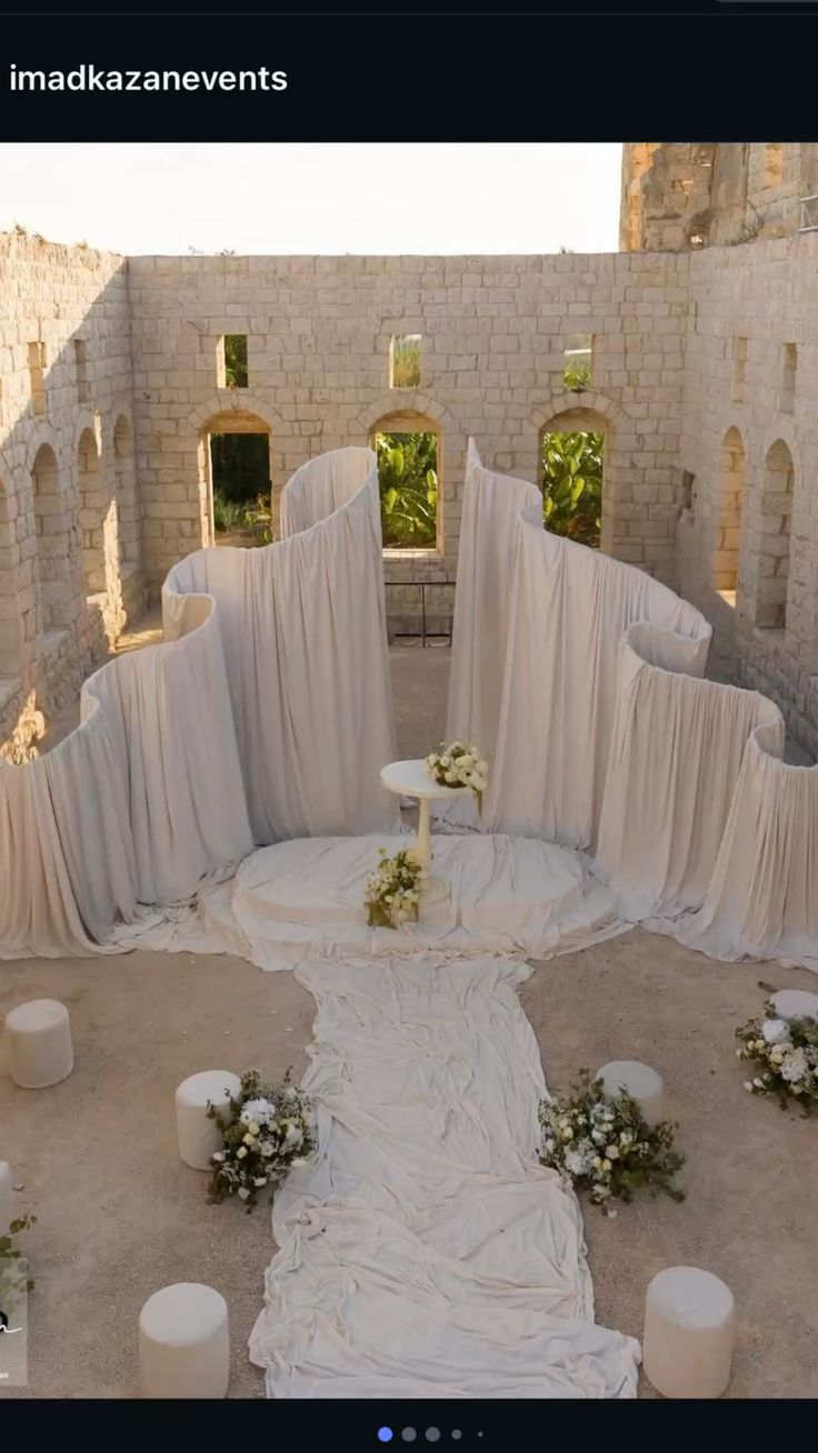 Sculptural Wave Draping Ceremony Structure